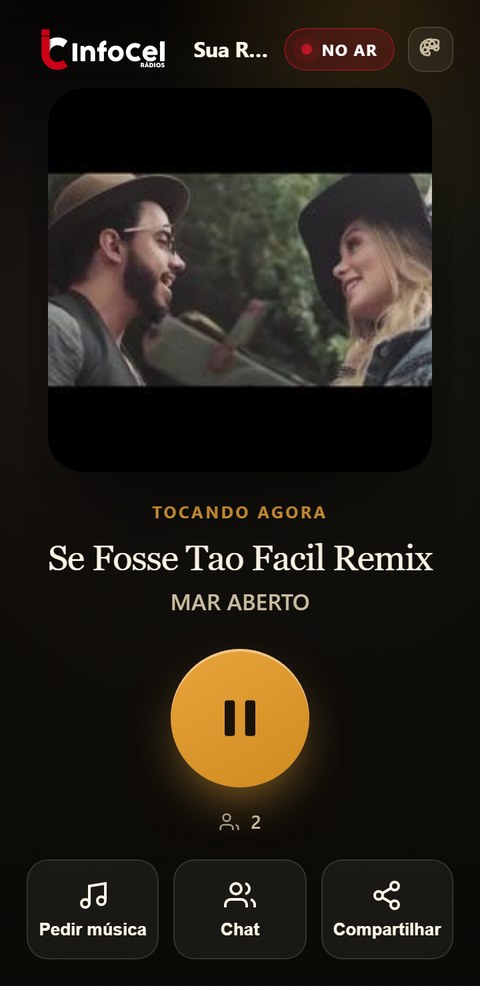 App de ouvinte InfoCel tocando ao vivo