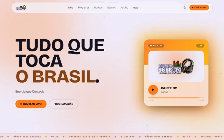Site da Rádio Pura Energia