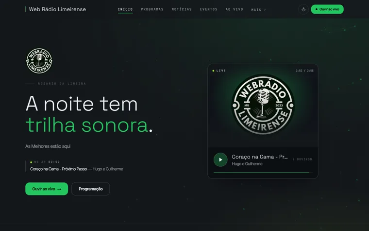 Site da Web Rádio Limeirense